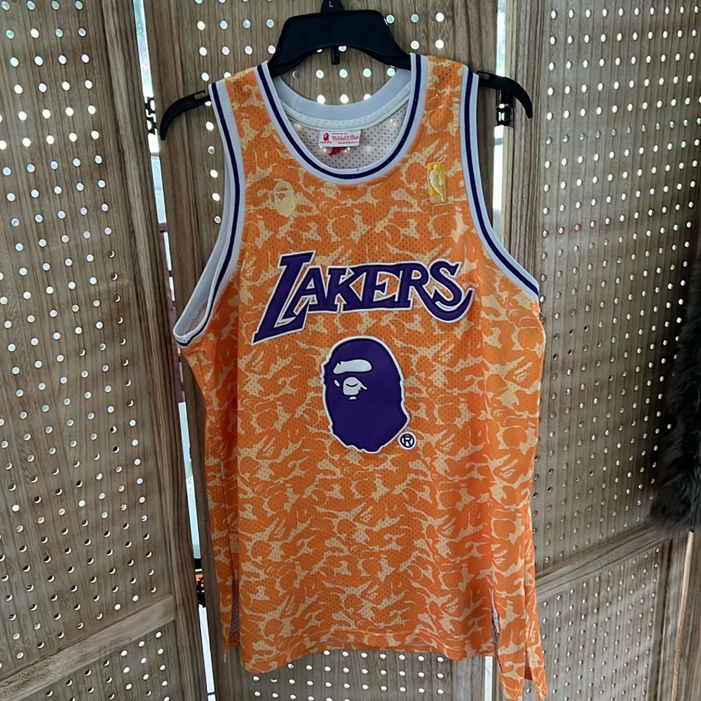 Lightly worn bape lakers collab tank top jersey